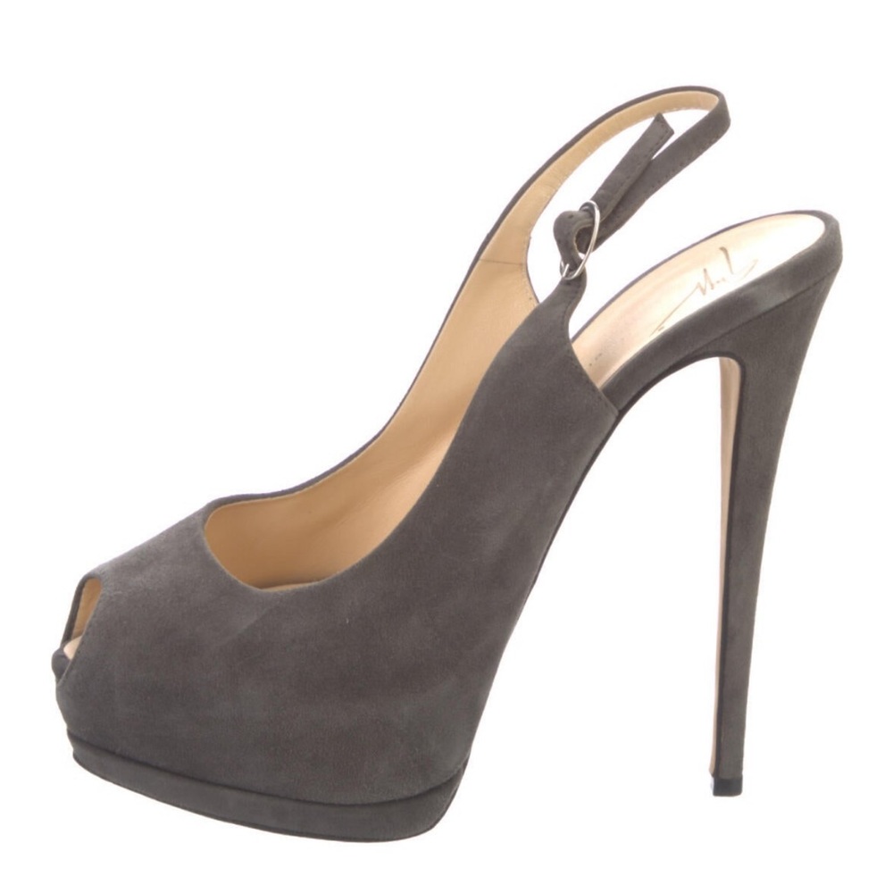 Giuseppe Zanotti Sharon Peep Toe Pumps Size 41 Gray Suede